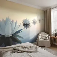 Coloray Vliesbehang - Wit Snellijm Behang - 416x254 cm - Een Vredig Uitzicht Muurschildering - Gang behang Bloemen En Planten - Fotobehang Vlies - Gang behang