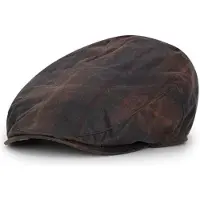 Walker and Hawkes Belton Wax flat cap Tartan Brown, maat Medium, 58cm