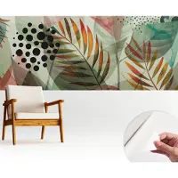 Wallfluent Zelfklevend Fotobehang - Groente Vliesbehang - 250x104 cm - Abstracte Bladeren Fotobehang - Hal behang Bloemen En Planten - Polyester Behang - Luchtbelvrij Behang