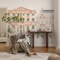 Coloray Vliesbehang - Wit Snellijm Behang - 250x250 cm - Klassieke Gebouwen Fotobehang Vlies - Woonkamer behang Architectuur - Muurschildering - Hal behang
