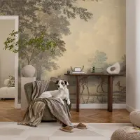 Coloray Vliesbehang - Beige Snellijm Behang - 208x146 cm - Bosvrede Muurschildering - Slaapkamer behang Landschappen - Fotobehang Vlies - Slaapkamer behang
