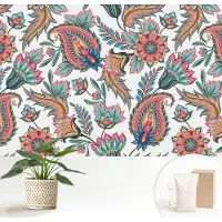 Wallfluent Fotobehang - Wit Vliesbehang - 152x104 cm - Oosters Patroon Muurschildering - Gang behang Achtergronden En Patronen - Fotobehang Vlies - Gang behang