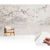 Wallfluent Zelfklevend Fotobehang - Beige Vliesbehang - 416x254 cm - Oosters Landschap Behang Zonder Lijm - Gang behang Bloemen En Planten - Scheurbestendig Behang - Bubble Free Behang