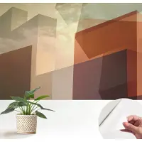 Wallfluent Zelfklevend Fotobehang - Bruin Vliesbehang - 152x104 cm - Abstracte Vormen Behang Zonder Lijm - Gang behang Architectuur - Luchtbelvrij Behang - Polyester Behang