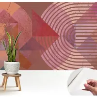 Wallfluent Zelfklevend Fotobehang - Bruin Vliesbehang - 208x146 cm - Abstracte Vormen Behang Zonder Lijm - Gang behang Abstractie - Luchtbelvrij Behang - Polyester Behang