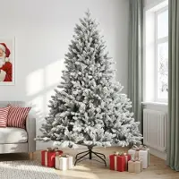 vidaXL Kunstmatige Hinged Kerstboom 240 cm PVC en Metalen Groen en Wit