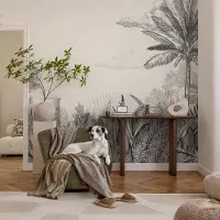 Coloray Vliesbehang - Grijs Snellijm Behang - 152x104 cm - Tropisch Landschap Fotobehang Vlies - Hal behang Landschappen - Muurschildering - Woonkamer behang