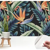 Wallfluent Zelfklevend Fotobehang - Groente Vliesbehang - 208x146 cm - Paradijs-Thema Behang Zonder Lijm - Gang behang Bloemen En Planten - Makkelijk Aan Te Brengen Behang - Polyester Behang