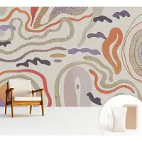 Wallfluent Fotobehang - Beige Vliesbehang - 312x219 cm - Abstracte Patronen Fotobehang Vlies - Woonkamer behang Abstractie - Muurschildering - Woonkamer behang