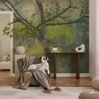 Coloray Vliesbehang - Groente Snellijm Behang - 104x70 cm - Groen Landschap Fotobehang Vlies - Woonkamer behang Bloemen En Planten - Muurschildering - Hal behang