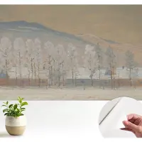 Wallfluent Zelfklevend Fotobehang - Beige Vliesbehang - 104x70 cm - Winterlandschap Behang Zonder Lijm - Gang behang Landschappen - Luchtbelvrij Behang - Bubble Free Behang