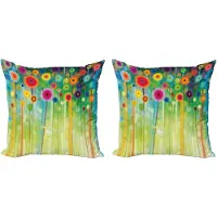 Abakuhaus Bloemen Sierkussenhoes Set van 2, Abstracte Kunst Paardenbloem, Modern Accent Dubbelzijdige Digitale Print, 45x45, Meerkleurig