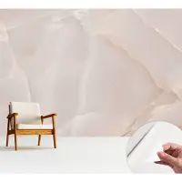 Wallfluent Zelfklevend Fotobehang - Beige Vliesbehang - 312x219 cm - Roze Marmer Fotobehang - Woonkamer behang Texturen - Behang Zonder Lijm - Scheurbestendig Behang
