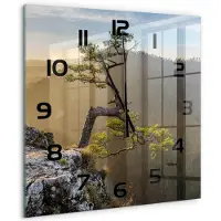 Tulup Wandklok - Sokolica Pieniny Wandklok Glas Met Motief - 60x60 cm - Groente Decoratieve Glazen Klok - Zwarte handen - Vierkante Klok - Gekleurde Glazen Klok - Glazen Klok Met Print