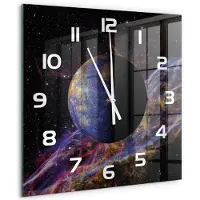 Tulup Wandklok - Kwik Decoratieve Glazen Klok - 60x60 cm - Veelkleurig Glazen Wandklok Design - Witte handen - Vierkante Klok - Glazen Klok Met Print - Wandklok Glas Met Motief