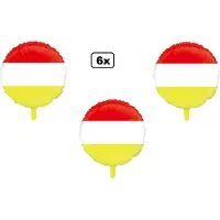 Partyxplosion 6x Folieballon rood/wit/geel (45 cm) - Carnaval - Thema feest verjaardag festival party fun folie ballon