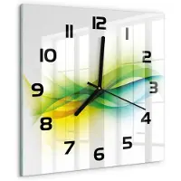 Tulup Wandklok - Golfabstractie Moderne Wandklok Glas - 30x30 cm - Veelkleurig Wandklok Glas Decoratie - Zwarte handen - Vierkante Klok - Glazen Wandklok Design - Klok Glas Met Opdruk