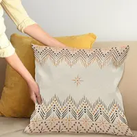 Abakuhaus Geometrisch Sierkussenhoes, Vintage Prehistoric Aztec Motief met Folk Kunst Effect Print, Decoratieve Vierkante Sierkussenhoes, 20" X 20", Perzik Amber Crème