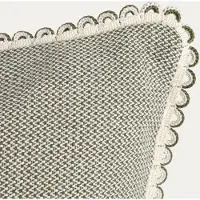 Homla | Kussensloop | ALEA | getextureerd met decoratieve groene piping | 45x45 cm | 785368