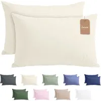 Lavea Set van 2 Kussenslopen - 40x80 - 100% Microvezel - Zachte en Adememende Kussenhoezen, OEKO-TEX Gecertificeerd - Crème