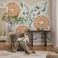 Coloray Vliesbehang - Wit Snellijm Behang - 312x219 cm - Vruchtpatronen Fotobehang Vlies - Hal behang Bloemen En Planten - Muurschildering - Woonkamer behang