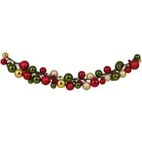 Mica Decorations Kerstslinger Goud Rood Donkergroen - Kerstballenslinger van Gerecycled Polystyreen - Sfeervolle Kerstdecoratie voor Schouw of Trap - Lengte 180 cm