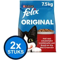 Felix 2x - Original droog adult rund&kip 7,5kg