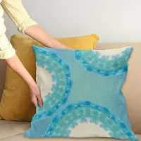 Abakuhaus Aqua Sierkussenhoes, Tie Dye Effect Afbeelding Mandala Ombre met Cirkels Rounds Etnisch, Decoratieve Vierkante Sierkussenhoes, 50 x 50 cm, Blauw Marineblauw