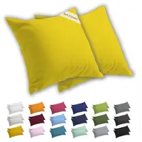 Lavea Kussenslopen 60x60 cm Set van 2 – Kussenhoezen van 100% Zachte en Ademende Jersey Katoen met YKK Ritssluiting – Zonnegeel