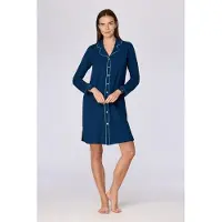 Woody slaapkleed dames doorknoop - donkerblauw - 262-15-XDF-Z/881 - maat XL