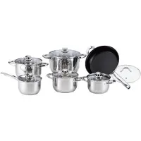 Hausberg Pannenset 12-Delig - Luxe Kookpannenset Roestvrij Staal (RVS) - Met Koekenpan & Steelpan - Inductie & Gas - HB-H EKO 792