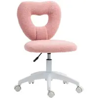 MODFU Bureaustoel - Hartvormige Rugleuning - In Hoogte Verstelbaar En Draaibaar - Polyester - Roze - 45 X 56 X 78-88 Cm