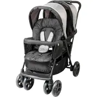 Bambisol kinderduowagen voor tweelingen, geschikt vanaf de geboorte (0 maanden), 2 zitplaatsen naast elkaar, 5-punts veiligheidsgordel, compact opvouwbaar met één hand, inclusief regenbescherming
