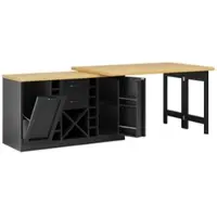 STILVORA Eettafel - 360 Graden Draaibaar En Uitschuifbaar Met Opbergruimte - Keukeneiland Voor Keuken En Eethoek - MDF Metaal - 223x40x73,8 Cm - Zwart