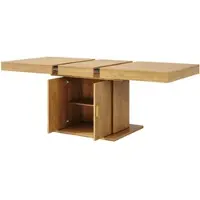 STILVORA Eettafel - Uitschuifbaar Met Opbergkast En Geribbelde Deuren - Voor Eetkamer En Open Keuken - MDF Metaal - 140-180x90x75,2 Cm - Hout