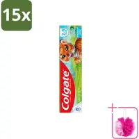 Colgate 15 x - Bubble Fruit - Kindertandpasta - Voor 2 tot 5 jaar oud - 50ml - Bulkverpakking - Kinder tandpasta - Douchemop - Melktanden beschermen