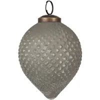 Clayre & Eef Kerstbal Overig Ø 8x10 cm Grijs Glas Kerstballen