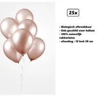 Partyxplosion 25x Ballonnen 12 inch pearl rose goud 30cm - biologisch afbreekbaar - Festival feest party verjaardag landen helium lucht thema