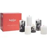 Bolsius - Marmer kaarsen set - Marble - Onyx Black - 6 stuks