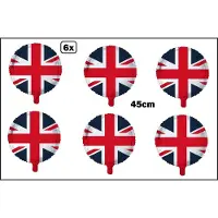 Partyxplosion 6x Folieballon Union Jack (45 cm) - Thema feest land festival party fun folie ballon Great Brittain