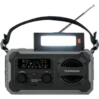 Thomson Noodradio RT280 met zonnepaneel, zaklamp en powerbank, grijs, modelnummer TH390285