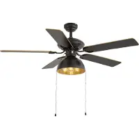 QAZQA Plafondventilator zwart met beige 130cm met trekschakelaar - Mistral Magna