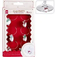 Home & Styling Kerst Glasmarkeerders Kabouter - Set van 6 stuks - Multi