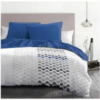 HOME LINGE PASSION AMBROISIE microvezel dekbedset - 1 dekbedovertrek 240 x 260 cm + 2 kussenslopen 63 x 63 cm - Blauw