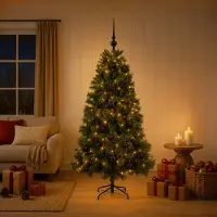 vidaXL Kunstkerstboom met kerstbal 120 cm 150 LED's Warmwit