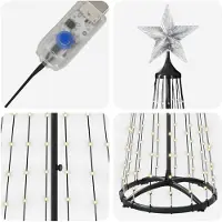 vidaXL Led-kegelkerstboom 180 cm 250 LED's Warmwit Staal Wit