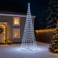 vidaXL Led-kerstboom spiraal met voet EKENAS 400 cm 588 LED's Koel wit