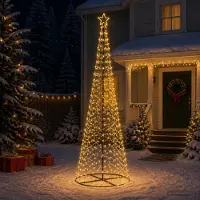 vidaXL Led-kerstboom spiraal met voet EKENAS 300 cm 475 LED's Warmwit