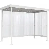 WSM Jena rokersruimte, voor buiten, B 2960 x D 1580 x H 2360 mm, 4/5 personen, poedercoating grijswit RAL 9002