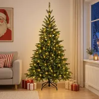 vidaXL Kunstmatige Hinged Kerstboom 210 cm 300 LED's Warmwit